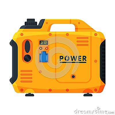 Power Portable Generator, Yellow Diesel Electrical Engine Equipment Vector Illustration Vector Illustration