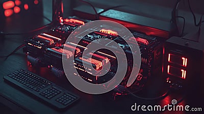 The Power of Red, A Glimpse into a High-Performance Computing System Stock Photo