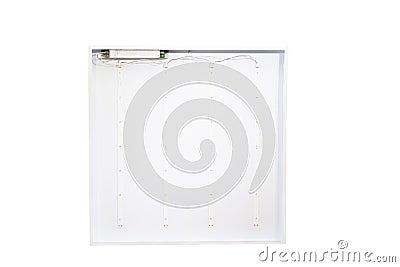Power saving electrical efficiency concept. White led lights panel isolated. white square light panel Stock Photo