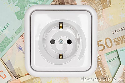 Power Socket on Banknotes Stock Photo