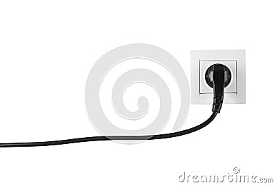 Power socket and plug on white background Stock Photo