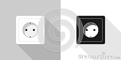 Power socket. White and black power socket, vector icons. Power socket, isolated. Vector illustration Vector Illustration