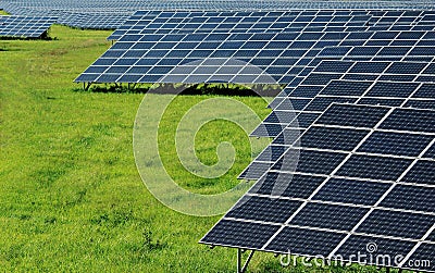 power solar plant on the green field Stock Photo