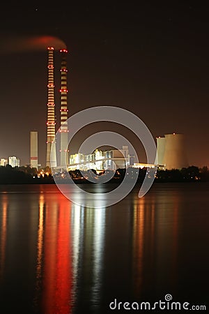 Power station by night Stock Photo