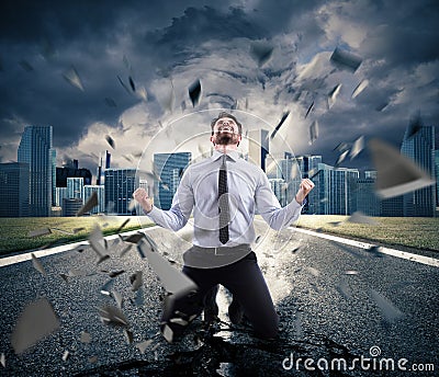 Power of successful businessman. Concept of determination Stock Photo