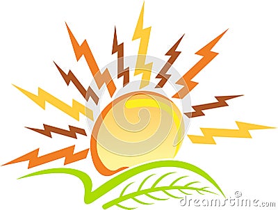 Power sun leaf logo Vector Illustration