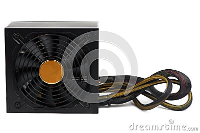 Power supply to computer. current source for computer Stock Photo