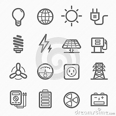 Power symbol line icon set Vector Illustration