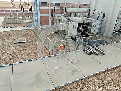 Power transforemer in 220kv substitution Stock Photo