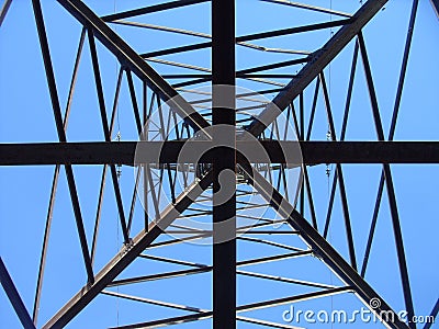 Power transmission line tower and heaven Stock Photo