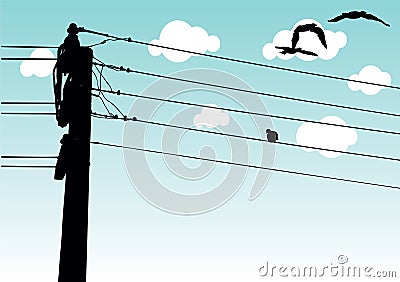 power transmission lines Vector Illustration