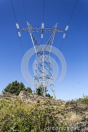 Power Transmission Tower or Electricity Pylon Stock Photo