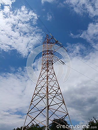 power transmission tower on a sky background Stock Photo