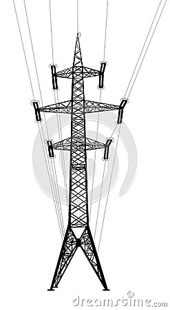 Power transmission tower with wires. Vector Illustration