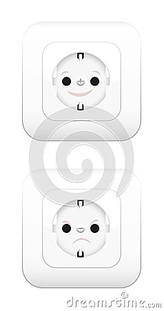 Power Usage Pros Cons Sockets Face Vector Illustration