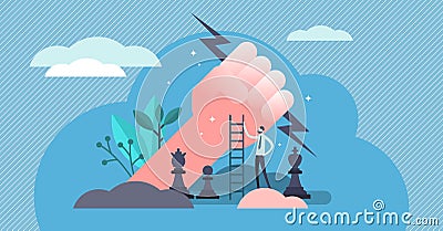 Power vector illustration. Tiny strong influence authority persons concept. Vector Illustration