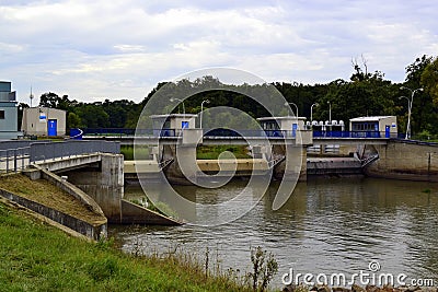 Power weir on the river Thaya Stock Photo