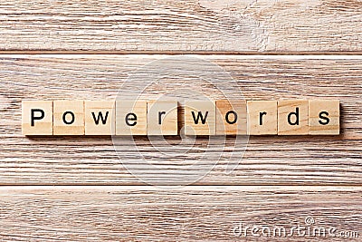 POWER WORDS word written on wood block. POWER WORDS text on table, concept Stock Photo