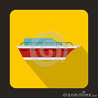 Powerboat icon, flat style Vector Illustration