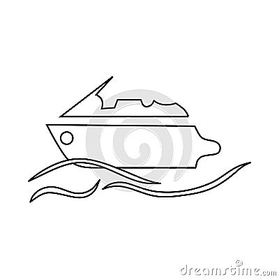 Powerboat icon in outline style Vector Illustration