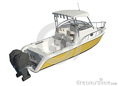 Powerboat Isolated on white background 3d illustration Cartoon Illustration