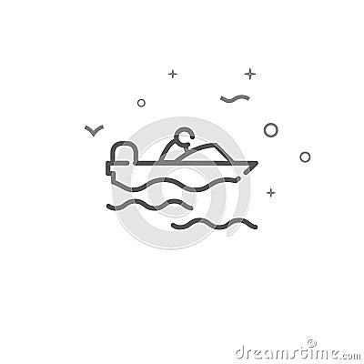 Powerboat simple vector line icon. Symbol, pictogram, sign. Light background. Editable stroke Vector Illustration