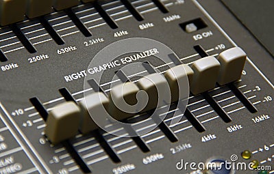 Powered Mixers graphic equalizer field Stock Photo