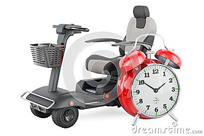 Powered mobility scooter with alarm clock, 3D rendering Stock Photo