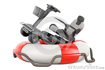 Powered mobility scooter with lifebelt, 3D rendering Stock Photo