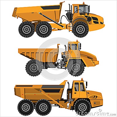 Powerful articulated dump truck Cartoon Illustration