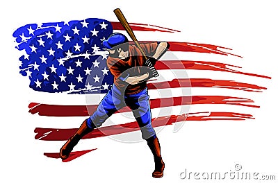 Powerful Baseball Hitter Left handed vector illustration Vector Illustration