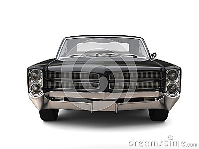 Powerful black vintage car - front view Stock Photo