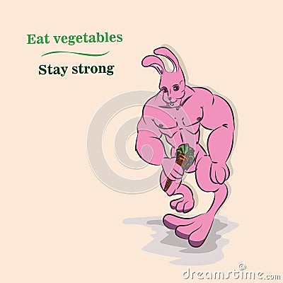 Powerful bodybuilder rabbit Vector Illustration