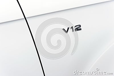 Powerful car V12 Stock Photo