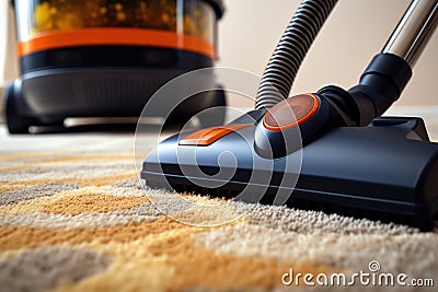 Powerful Carpet modern vacuum cleaner. Generate Ai Stock Photo