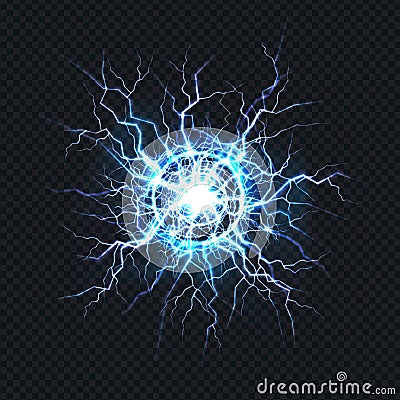 Electrical burst, ball lightning realistic vector Vector Illustration