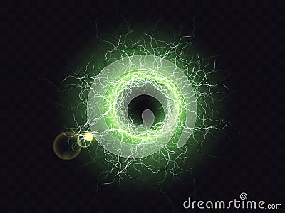 Powerful electrical discharge magical energy flash Vector Illustration