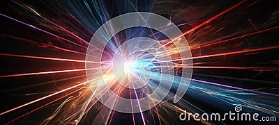 Powerful explosion of colliding particles, science concept. Generative AI Stock Photo