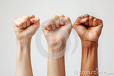 Powerful Group of Women's Raised Fists Symbolizing Strength and Solidarity Stock Photo