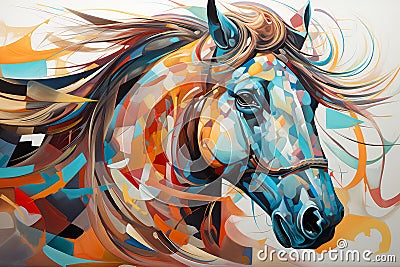 Powerful Head of abstract horse. Generate Ai Stock Photo