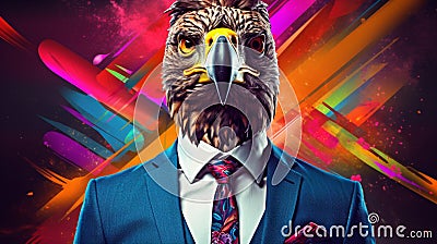 The powerful head of a hawk symbolizing a blend of human strength and the hawk's keen vision Stock Photo