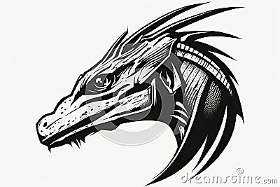 Dragon head isolated on white background Cartoon Illustration