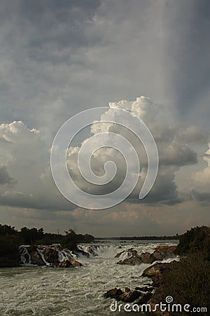 Powerful and impressive Khone Phapheng waterfall in Laos Stock Photo