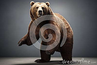 A powerful and intimidating Kodiak Bear standing on its hind legs, showing off its powerful and intimidating nature. Generative AI Stock Photo