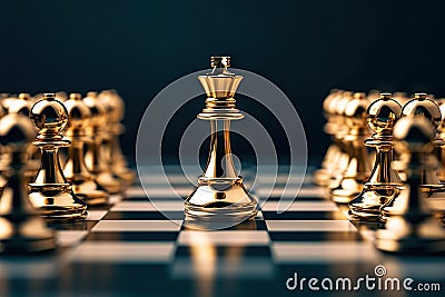 The Powerful Leader of the Chess Game Embracing Business Concepts of Strategy, Success, and Leadership. created with Generative AI Stock Photo