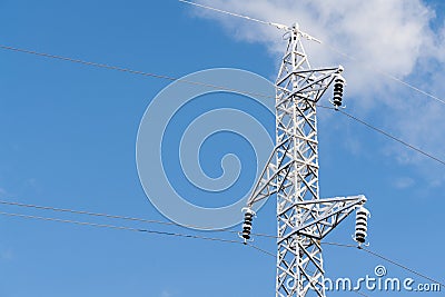 Powerful line of electricity costing Stock Photo