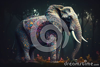 A powerful and majestic elephant in the jungle Generative AI Stock Photo