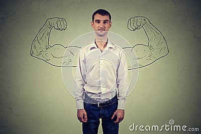 Powerful man reality vs ambition wishful thinking concept Stock Photo