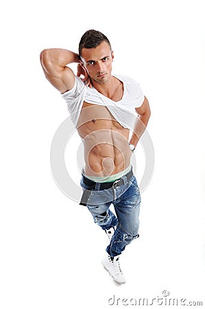 Powerful muscular man posing Stock Photo