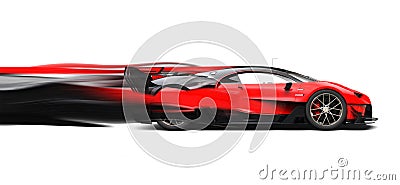 Powerful red super race car speed trails Stock Photo